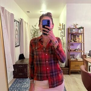 Mossimo Red Plaid Button-Up Shirt